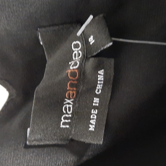 MAX and CLEO Black/ GRAY STRAPPY RUFFLED HEM TAFFETA COCTAIL  DRESS SZ 14 - Picture 4 of 10